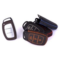 佑易(LUCKEASY) 現(xiàn)代名圖專用 真皮遙控器皮套 汽車鑰匙包 保護(hù)套 車用鑰匙包 汽車用品車飾 二代黑線單個(gè)加鑰匙扣 2014款1.8L自動尊貴型